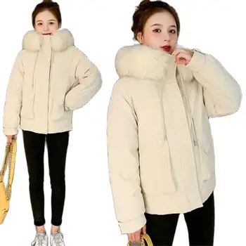 Zimska jakna ženske 2021 Nov slog Plasti Umetnih ovratnik Ženski Parka Debel Bombaž, Oblazinjeni Oblog Dame Pozimi Plašč