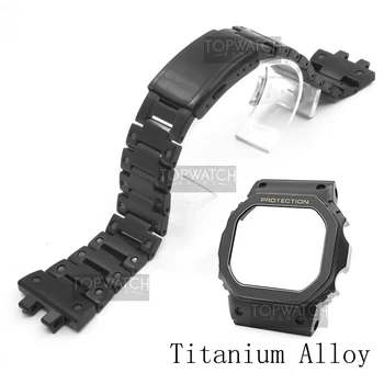 Črna Srebrna Titanove Zlitine Nastavite GMW-B5000 Watch Trak Pasu Ploščo Prikrivanje Watchbands Kovinski Trak Jekla Zapestnico Kritje Orodja