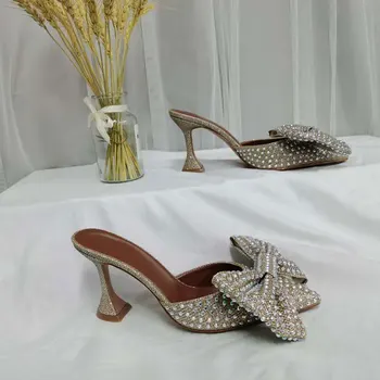 Ženski sandali poudaril, kristalno in diamant visoke pete moda stiletto stranka čevlji H Y D K