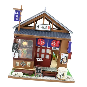 1:24 Miniaturni Japonski Izakaya Model Mini Pub Bar Lutke Hišo Pohištva Kompleti DIY Lutke
