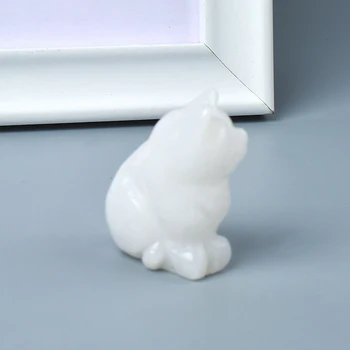 1.5 inch Naravno bela jade mačka Figurice Mini Živali Obrti Vklesan mineralne Zdravilne kvarčni kristali Kip za otroke Doma Dekor