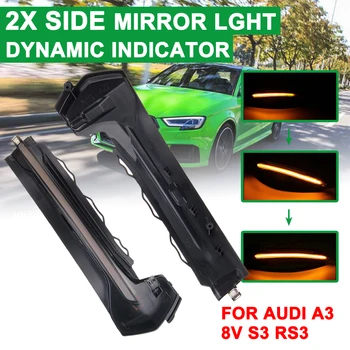 1 Par Svetlih LED Avto Dinamično Turn Luči Rearview Mirror Rumena Signalna luč Za Audi A3 / S3 MK3 8V-na