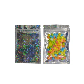 100 kos Zip lock vrečke Star Hologram Aluminijasto Folijo, vrečke za Shranjevanje Hrane Pribor Prigrizek Paket Plastičnih Zip lock Vrečke