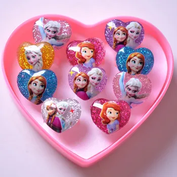 10pcs nastavite Disney princesa otrok obroč boxed dekle Zamrznjene Elsa obroč otrok dan darilo za rojstni dan lutka Pribor nakit
