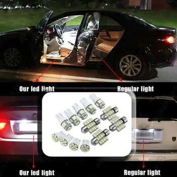 13pcs/veliko Avto LED Luči Komplet Za Samodejno Notranje zadeve Dome Luč registrske Tablice Zamenjava Luči Komplet 5SMD/12SMD/8SMD LED Žarnice