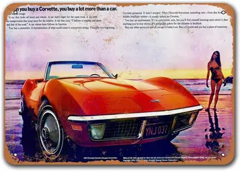 1970 Corvette Avto Kovinski Tin Znak, Sisoso Letnik Plošče Plakat Objave Človek Jama Retro Stenski Dekor 12x8 palčni