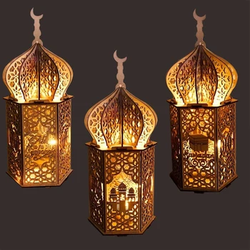 1pc Muslimanskih Festival Svetlobe Ramadana Eid Mubarak Okraski za Dom LED Lesa Luči Eid Mubarak Dekor Islam Darila Stranka SuppliesN