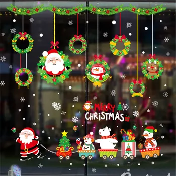 2019 novo Vesel Božič Santa Claus Gospodinjski Stenske Nalepke Festival Decals Santa Freske Windows Okraski za Trgovino Dekor c912