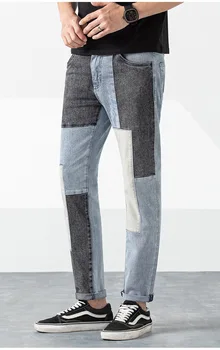 2020 2021 Nove Modne Moške Suh Biker Mozaik Kavbojke Homme Skinny Jeans Za Moške