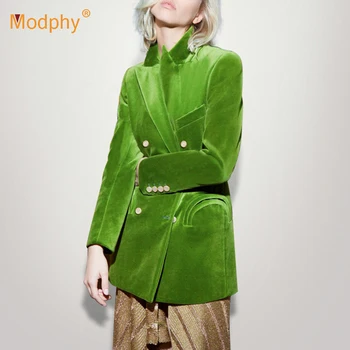 2020 Jeseni, Pozimi Novo Modno Elegantna Jopič Seksi Zelena Dolg Rokav Zapeto Žep Plašč Ženske Obleke Oblačila Plašči Vestidos
