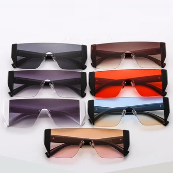 2020 Nove Luksuzne blagovne Znamke sončna Očala Za Ženske Moški Letnik Enem Kosu Kvadratnih sončna Očala Moški Rimless Prevelik Odtenki Očala UV400