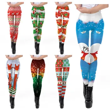 2020 Seksi Božič dokolenke hlače Ženske Zimo Božič tiskanja Plus Velikost Ženske jeseni Ženska oblačila Spodnie pasu
