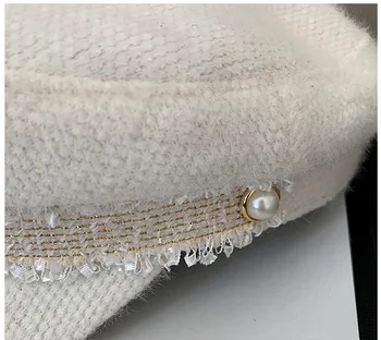 202010-shi jeseni, pozimi Imitacije mink las Trak Pearl gumb lady Octagonal klobuk ženske ščitniki skp