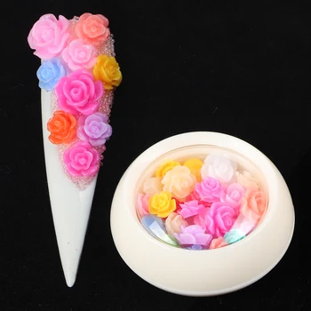 2pcs Mešana 3D Nail Okrasnih Rose Nakit Različnih Draguljev Nohtov Čare valentinovo Nail Art Okraski za Manikiranje Dodatki