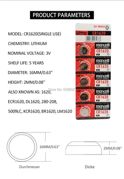 30Pcs/Veliko cr1620 Gumb Celic Baterije Original Izdelek Za Maxell 3V Litijeva Baterija CR 1620 Primerna Podpira Watch