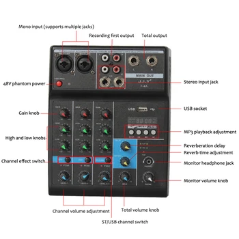 4 Kanali, Mini USB, Audio Mixer Ojačevalnik Konzole Bluetooth Snemanje Fantom Z Zvočno Kartico Za Dom Karaoke Fazi Karaoke KTV