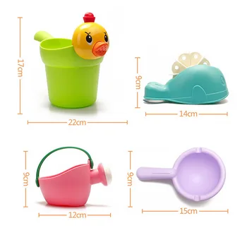 4Pcs/Set Baby Kopel Igrače Gume Lovely Duck Imeti Obliko Waterwheel Vode Spray Set za Baby Tuš Plavanje Kopeli Igrače Otroci Darilo