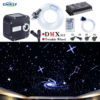 50 W DMX512 Podprte Svjetlucati RGBW svjetlovodni Luči Vgradnjo v Strop Meteor Zvezdnato Nebo Učinek 400 do 835 stojala 4-5m Optični Kabel