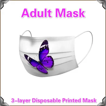50pcs/vrečko za Enkratno uporabo Ustvarjalnih Metulj Tiskanje Masko Tri-plast Dustproof Meltblown Krpo Dustproof Dihanje Maske za Obraz