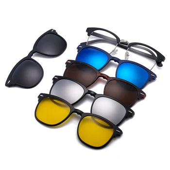 5PCS Magnetni Polarizirana Posnetek Na sončna Očala, Ženske, Moške, Plastični Okvir za Nočno Vožnjo sončna Očala UV400