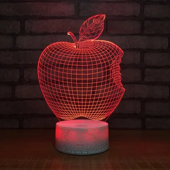 7 Barv Ustvarjalnih 3D Apple Noč Svetlobe USB Led Touch Stikalo Doma Dekor Desk namizne svetilke Za Darilo Otrok