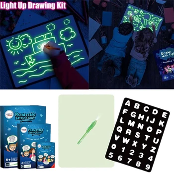 A3 A4 A5 Noč Svetlobe Sijaj PVC Risalno Desko Set UV Pero Grafične Kartice Otrok Izobraževalne Igrače Pisanje Barve Pripravi Darilo za Rojstni dan