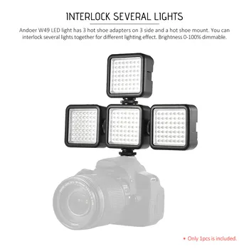 Andoer W49 Sponka Kamera LED Panel Svetloba, možnost zatemnitve Kamere Video Razsvetljave Z Čevelj Nastavek za Canon, Nikon, Sony DSLR