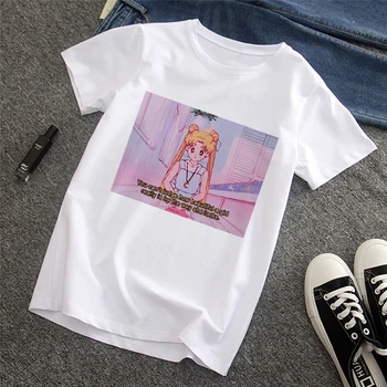 Anime Sailor Moon Tiskanja Poletje Novo Harajuku Zabavno Ljubek Modni Dodatki Kratkimi Rokavi Ženske T-Shirt Vrh