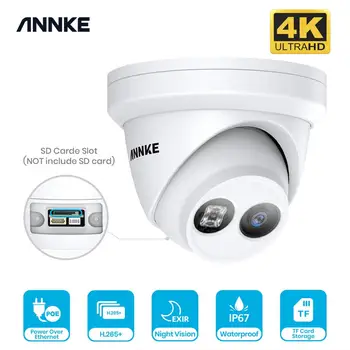 ANNKE 1PCS 4K Ultra HD POE Varnosti IP Fotoaparat 8MP Zunanja Notranja Neprepustna Omrežna Dome EXIR Night Vision Opoz. na E-pošto CCTV Kit