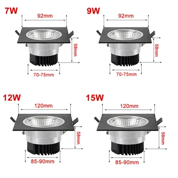 Anti Glare LED Downlight 15W 12W 9W 7W Kvadratnih Strop Vgradne Svetilke AC220V 110V LED Stropni Downlight spot LED Spot Osvetlitev