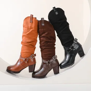 ASUMER 2020 nov modni visoke pete priložnostne čevlji ženske škornji zakovice naguban jeseni, pozimi kolena visoki škornji ženske big velikost 34-48
