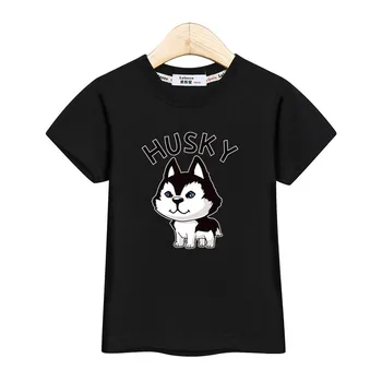 BABY Boy Risanka Pes Long Sleeve Zgornji del Dekliška Kratek Rokav Husky T-Shirt Bombaž Tiskanja Otroci Oblačila Srčkan Priložnostno Tee Shirt 3-14Y