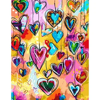 Barvanje Z Številkami za Vgradnjo DIY Srce Ljubezni, Ročno Poslikano Platno, Olje slikah Doma Spalnica Dekoracijo Sten