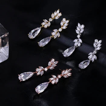 Bettyue blagovne Znamke Tri Barve Priljubljen Luksuzni Simetrični Kristalno Cirkon Nov Modni Dolgo Eleganten nakit Uhani za ženske