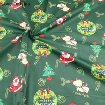 Bombaž Keper Novo Temno Rdeča Zelena Bela Božič Santa Claus Bor Bell tkanine za DIY postelje, blazine handwork Doma Dekoracijo