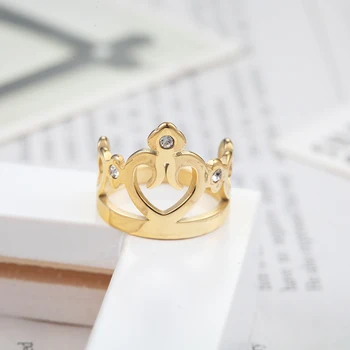 BORASI Princess Style Zlato Barvo Obroči Za žensko Krono Kristalno Obroč, Nakit, Kubičnih Cirkonij Posla svate Nakit