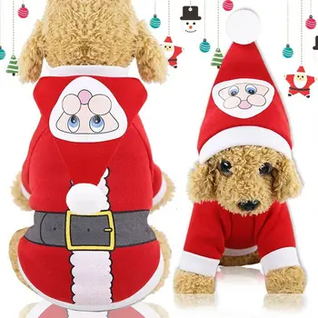 Božič Pet Oblačila za Pse, hišni Ljubljenčki Hoodie Plašč Santa Claus Pozimi Toplo Kostum za Majhne Pse Yorkshire Shih Tzu Obleka Jakna