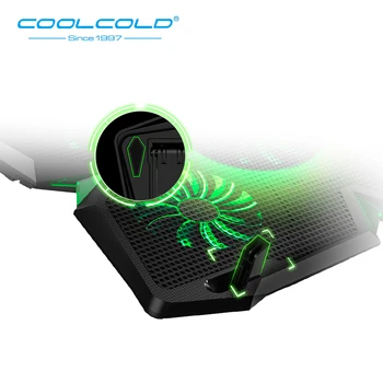 COOLCOLD Prenosnik za Hlajenje Pad, Ultra Tiho Prenosni Hladilnik Stojalo s 5 LED Ventilatorji 2 Vrata USB gaming cooling pad