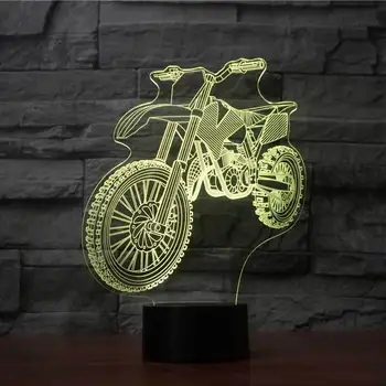 Cross-country Motocikel 3D Noč Svetlobe LED Daljinsko Stikalo na Dotik 7 Sprememba Barve Zaprtih Vzdušje lučka Kot Otrok je Dar,