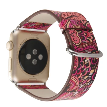 Cvetlični Cvetlični Natisne Usnje Watch Band za 38 mm 40 mm 42mm 44 Apple Gledati Serije 6 SE 5 4 3 ročno uro iwatch Zapestnica Traku.