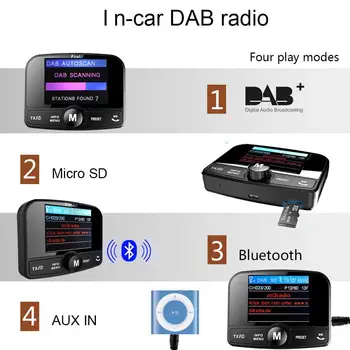 DAB Brezžični bluetooth, fm avto oddajnik in dab avto radio sprejemnik usb za Prostoročno uporabo z anteno