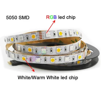 DC12V 24V 5m/veliko 60leds/M RGBW RGBWW RGB SCT LED Trak svetlobe,RGB +( bela/Topla Bela) SMD 5050 Prilagodljivo led trakovi luči