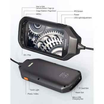 DEPSTECH 2.0 MP Industrijske Endoskop za Avto Borescope Pregled 4.5 v Zaslon IPS Podvodni Video Kamere 6 Nastavljiva LED Luči