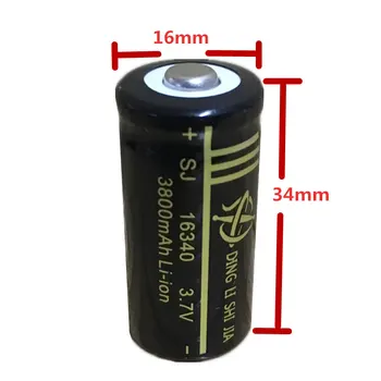 DING LI SHI JIA Novo 2Pcs 16340 Polnilna baterija litij-3800mAh 3,7 V Laser pero, rdeče in zelene zunanja linija baterije