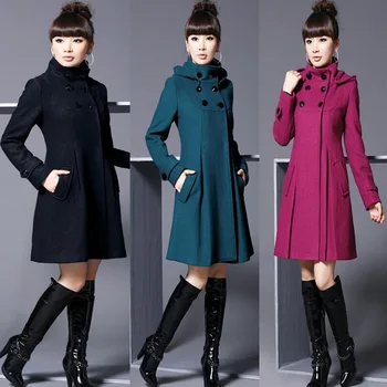 Dolgi zimski plašč ženske črna sobretudo poncho casaco feminino abrigos mujer invierno manteau ženski rdeči suknji manteau femme