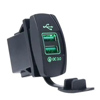 Dvojno USB Hitro Polnjenje 3.0 LED Hiter Polnilec Power Adapter za 12V/24V Avto, motorno kolo, Čoln SUV Avtobus, Tovornjak Marine