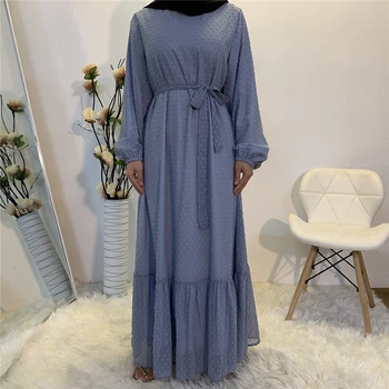 Eid Mubarak Abaya Obleko Dubaj Muslimanske Ženske Ruffles Hidžab Obleke Turčija Islamska Oblačila Caftan Marocain Vestido Musulmane Femme