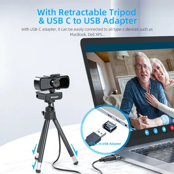 Essager C3 Webcam 1080P Full HD Spletna Kamera Za Mac Prenosni Računalnik PC YouTube samodejno ostrenje USB Web Kamero Z Mikrofonom Stativi
