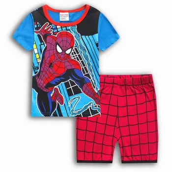 Fantje Postavlja Nove Bombaž Spider-Man Homewear Otrok Nositi Poleti Risanka Kratki rokavi T-shirt majica + Hlače otroške Pižame