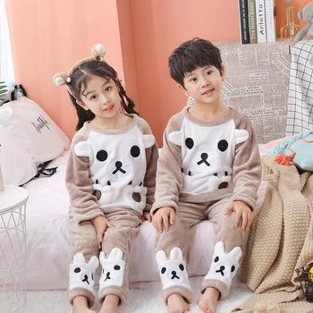 Flanela Otroci Pižame 2020 Jesen Zima Dekle, Fant Sleepwear More Otroška Oblačila Živali Risanka Coral Runo otroške Pižame